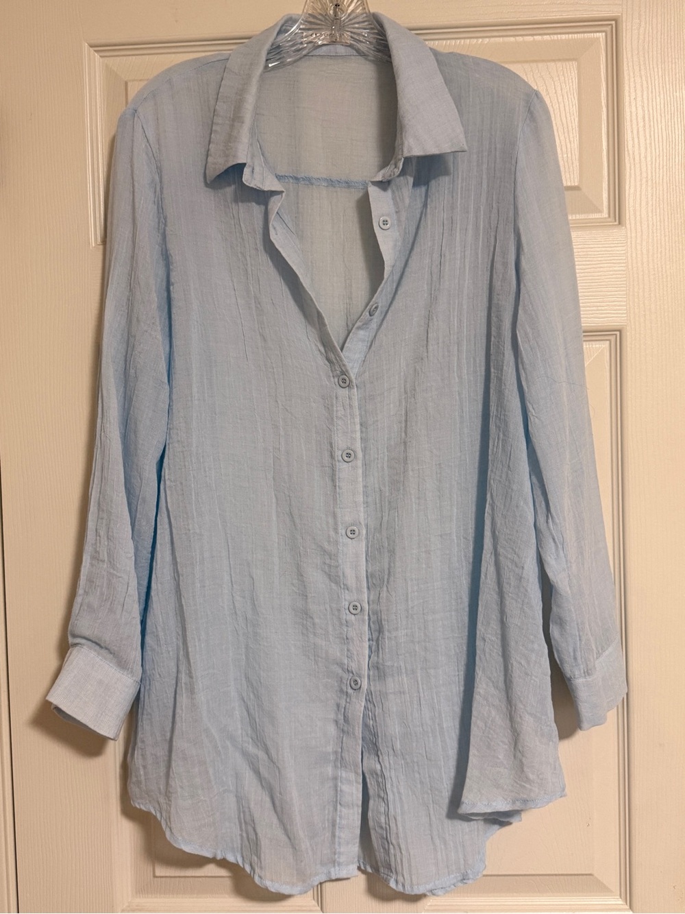 Ekouaer Light Blue Button-Up